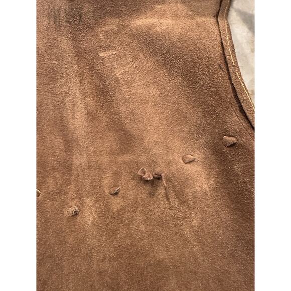 Vtg Suede Fringe Vest Sz S/M Leather Tan Brown Boho Hippie Festival 60s 70s - Picture 11 of 16